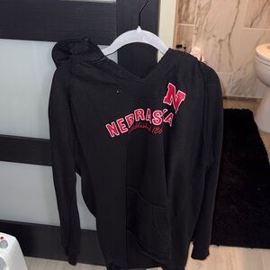Blue 84 Black Nebraska Hooded Sweatshirt with Red Lettering